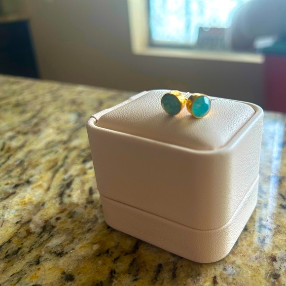 COACH Turquoise Stone Gold Ring and Earrings - Picture 6 of 7